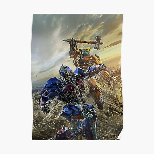 Discover Optimus Prime vs Bumblebee Transformers Premium Matte Vertical Poster