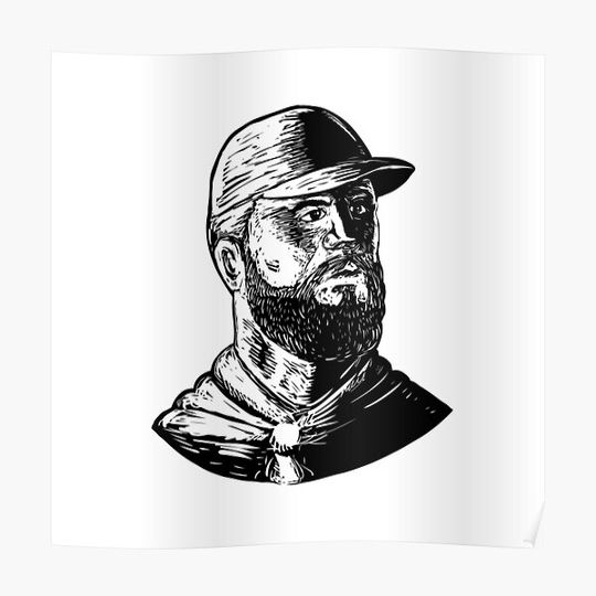 Discover Bearded Chef Scratchboard Premium Matte Vertical Poster