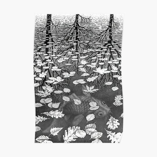 Discover Three Worlds, by M.C. Escher Premium Matte Vertical Poster