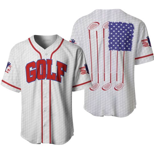 Discover American Flag Golf White Baseball Jersey