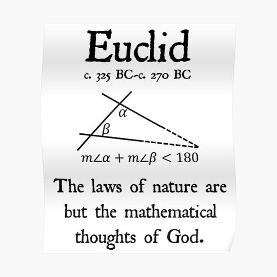 Discover Euclid Quote Euclidean Geometry Vintage Math Design on White Background Premium Matte Vertical Poster