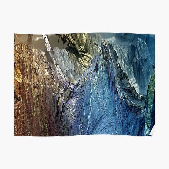 Discover Blue mountain. Artificial computer landscape Premium Matte Vertical Poster