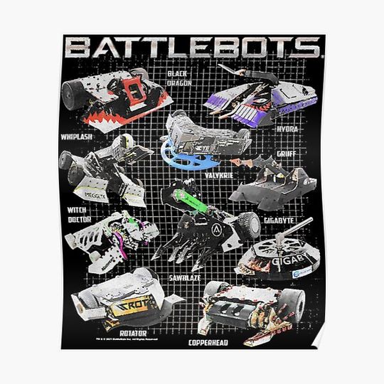 Discover Battle_Bots Group Robot Schematics Premium Matte Vertical Poster
