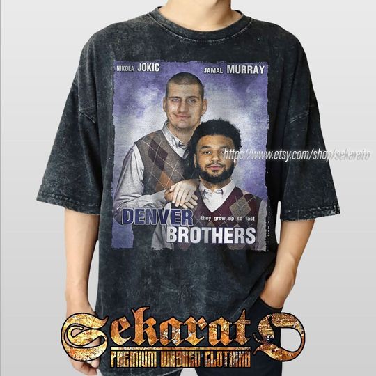 Discover Vintage Wash Nikola Jokic and Jamal Murray Step Brothers Funny Denver Basketball Shirt