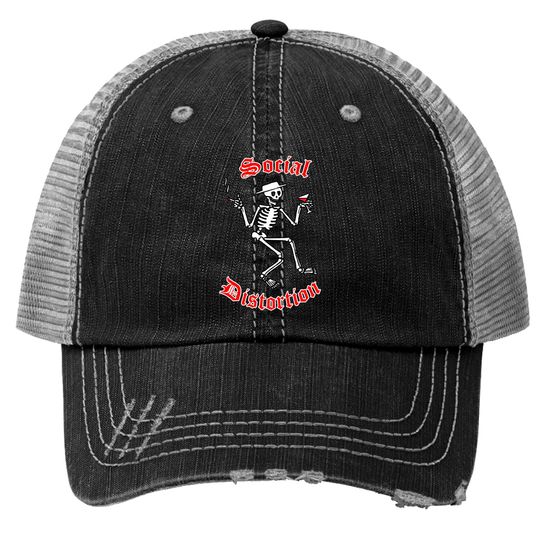 Discover Social Distortion Skelly Skeleton Print Trucker Hats