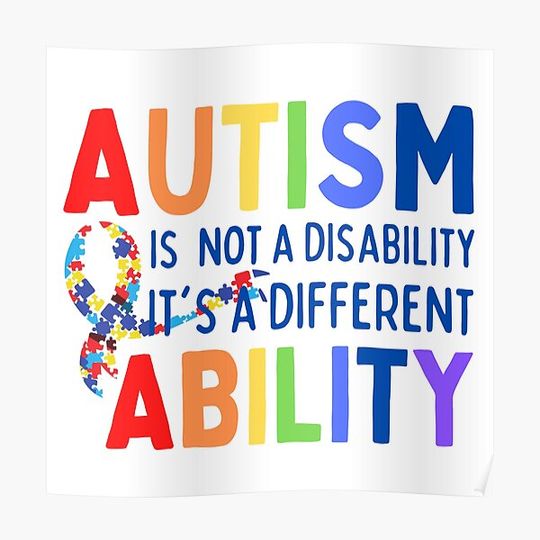 Discover Autism is not a diability. It is a different ability. Premium Matte Vertical Poster