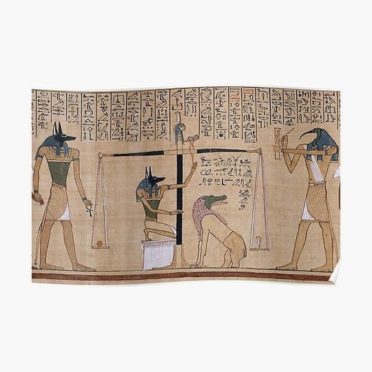 Discover The weighing of the heart in the Hunefer Papyrus Premium Matte Vertical Poster