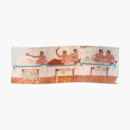Discover Ancient Roman Wall Painting from Paestum Italy Premium Matte Vertical Poster