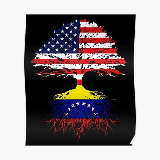 Discover Venezuelan Roots Gift American Grown From Venezuela USA American Flags Design Art Men Women Premium Matte Vertical Poster