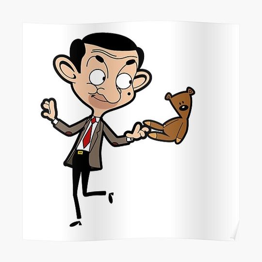 Discover Mr. Bean and his bear Premium Matte Vertical Poster