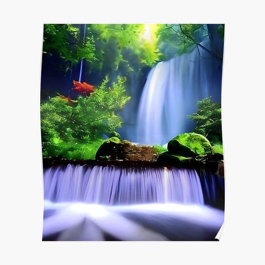 Discover Beautiful Waterfalls Artwork Premium Matte Vertical Poster