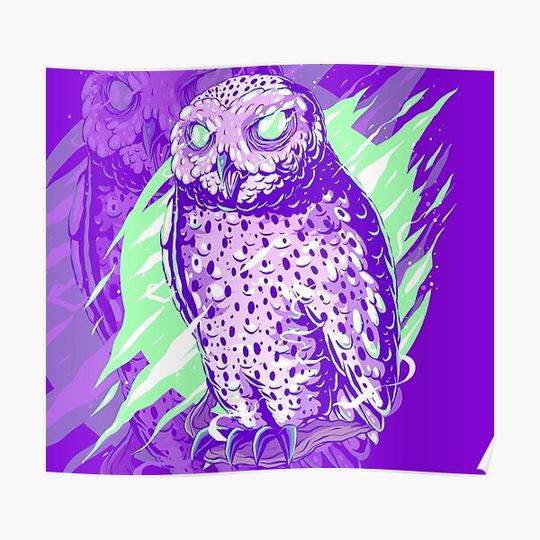 Discover Abstract Eyes Glowing Owl Premium Matte Vertical Poster
