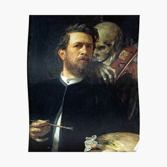 Discover Self Portrait With Death Playing the Fiddle - Arnold Bocklin Premium Matte Vertical Poster