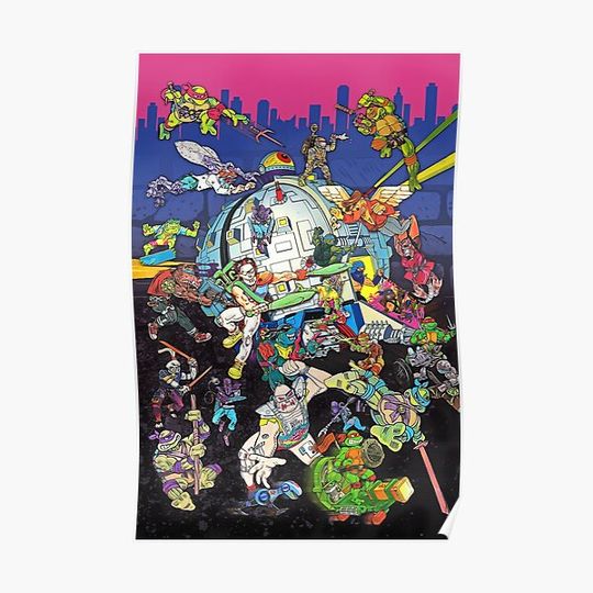 Discover Vintage Ninja Turtles Pizza Classic Art Premium Matte Vertical Poster