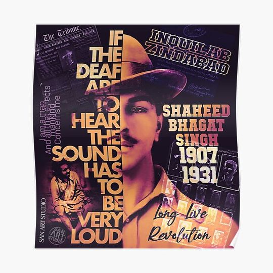 Discover Shaheed Bhagat Singh Ji Premium Matte Vertical Poster