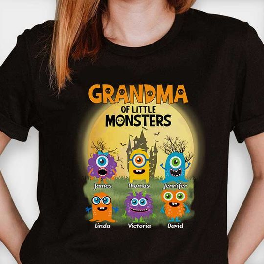 Discover Grandma Of Little Monsters - Personalized Unisex T-Shirt Halloween Gift