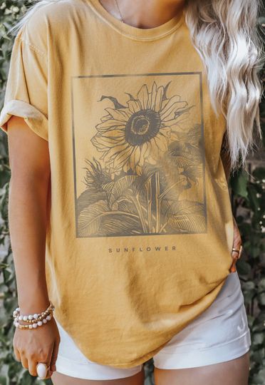 Discover Sunflower Tshirt, Garden Shirt, Womens Fall Shirt, Floral Graphic Tshirt,