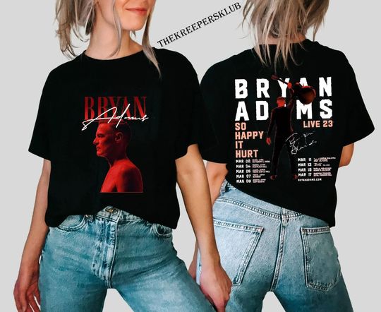 Discover Bryan Adams Tour 2023 Shirt, So Happy Hurts Tour, Vintage Bryan Adams Shirt