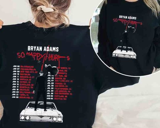 Discover Bryan Adams Tour 2023 T-Shirt, So Happy Hurts Tour, Vintage Bryan Adams Shirt