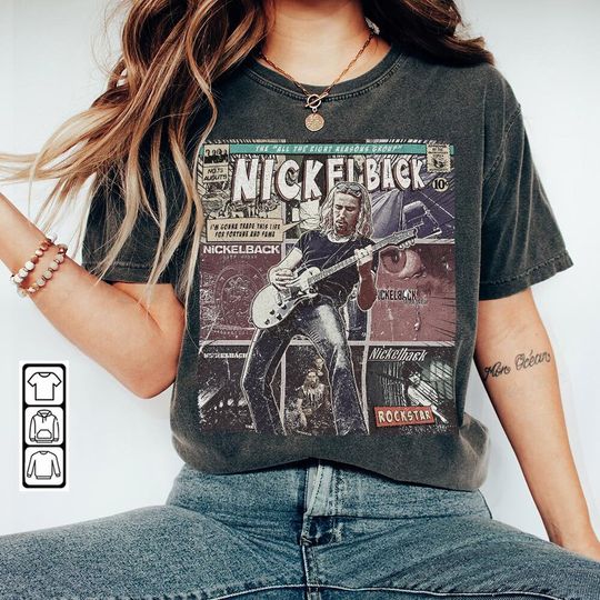 Discover Nickelback Comic Shirt, 90S Vintage Merch Book Art All The Right Reasons Album Shirt
