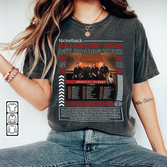 Discover Nickelback Band Music Shirt, Nickleback Get Rollin Album 2023 Tour Shirt