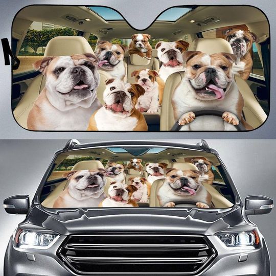 Discover Bulldog Car Sunshade - Pet Sun Shade Decoration