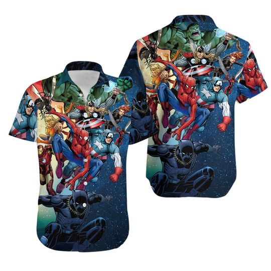 Discover Funny Superhero Hawaiian Button-Down Shirt