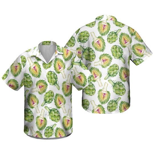 Discover Watercolor Artichoke Hawaiian Shirt, Button Vintage Aloha Hawaii Shirt