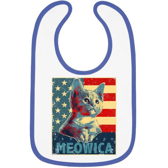 Discover Meowica Cat Patriotic American Flag Baby Bib