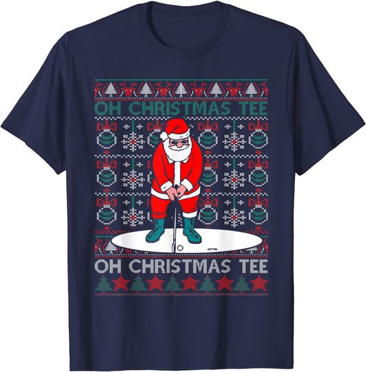 Discover Oh Christmas Santa Claus Playing Golf Christmas T-Shirt