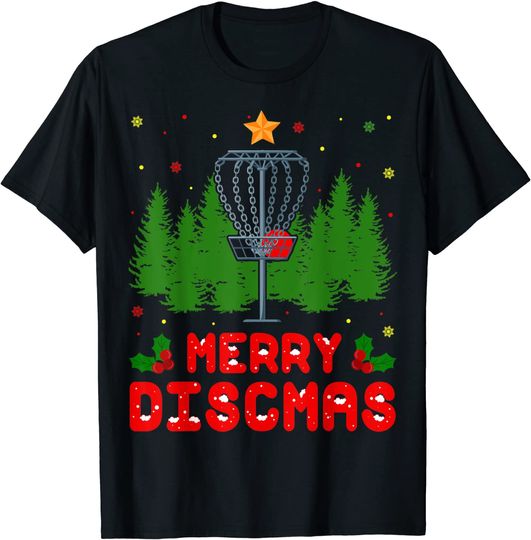 Discover Merry Discmas Christmas Xmas Frisbee Golfer Player T-Shirt