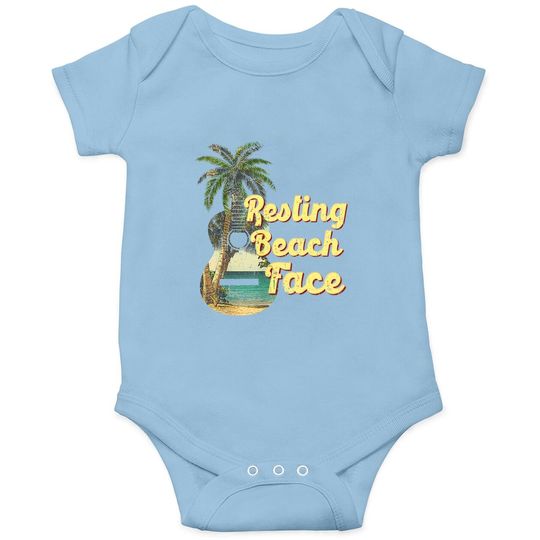 Discover Resting Beach Face Onesie Guitar Coconut Tree Tropical