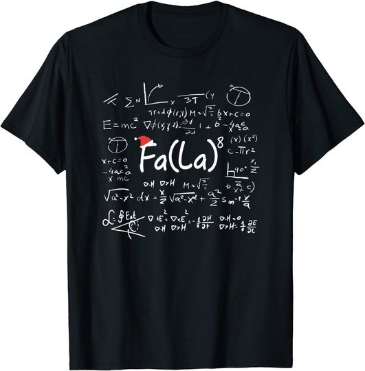 Discover Math Teacher Christmas Chalkboard Fa La 8 T-Shirt