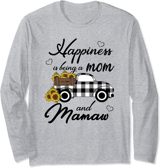 Discover Sunflower Grandma Shirt Happiness is being a Mom and Mamaw Long Sleeve