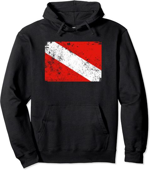 Discover Distressed Dive Flag Scuba Diving Pullover Hoodie