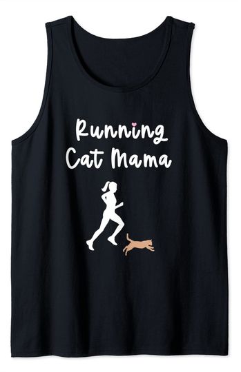 Discover Running Cat Mama Mom Runs With Cat Silhouette Runner Graphic Tank Top
