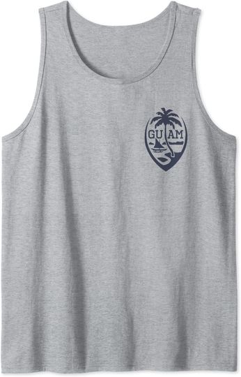 Discover Guam Flag Seal USA Guamanian Chamorro Front & Back Heather Tank Top
