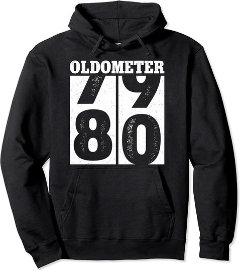 Discover 80th Birthday Gifts Oldometer 79-80 Men Women Funny Vintage Pullover Hoodie