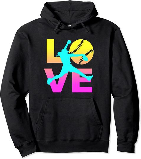 Discover Softball Silhouette Hoodie LOVE Softball Teen Girls Women
