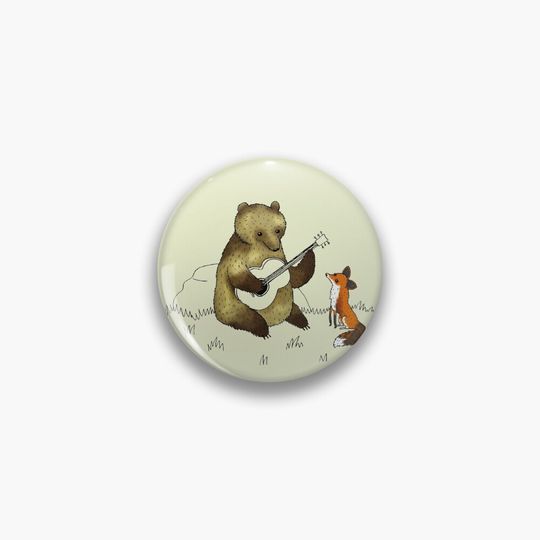 Discover Bear & Fox Pin Button