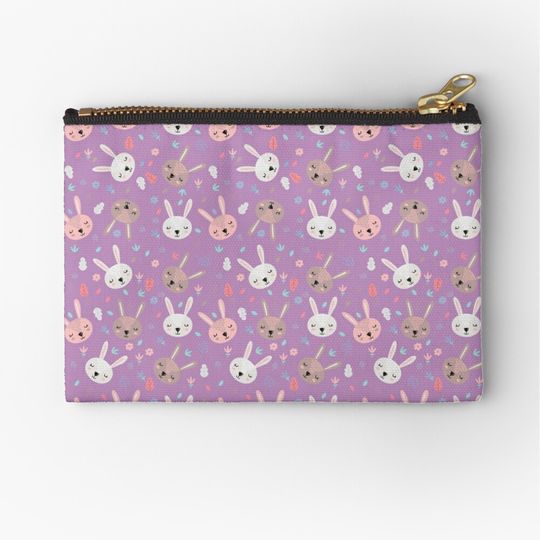 Discover Purple Bunny Pattern Zipper Pouch