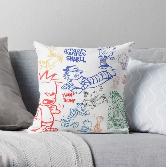 Discover calvin and hobbes, bill waterson, calvin, hobbes Throw Pillow
