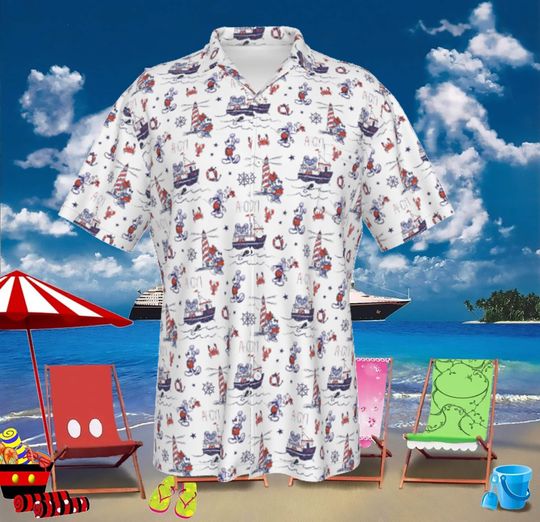 Discover Cruise Hawaiian Print Shirt  - Disney Cruise - Dad Disney Nautical- Men's Hawaiian Shirt