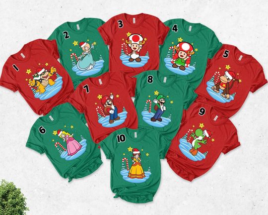 Discover Mario Christmas Shirt, Super Mario Shirt, Mario Xmas Video Game Christmas Family Shirt