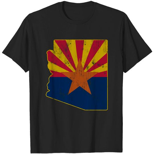 Discover Arizona State Outline Flag Vintage T Shirt