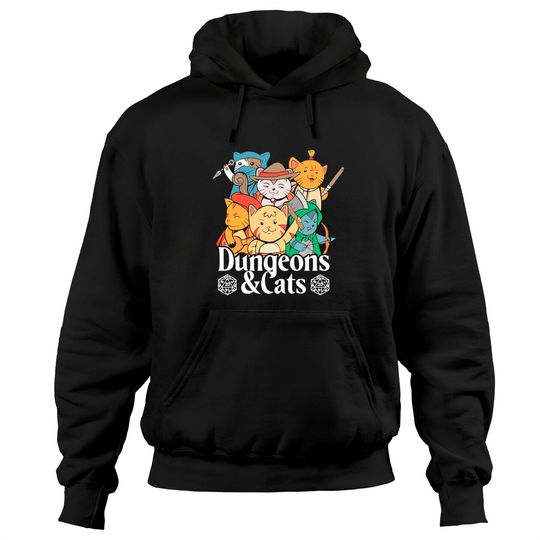 Discover Dungeons And Cats Fantasy Dragons Game Pullover Hoodie