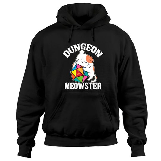 Discover Dungeon Meowster Nerdy Dice Nerd Kitten Cat Gamer Pullover Hoodie