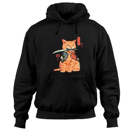 Discover Samurai Cat Ninja Kawaii Tattoo Graphic Pullover Hoodie