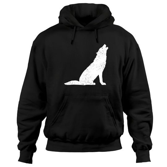 Discover Howling Gray Wolf Silhouette Hoodie Nature's Wilderness