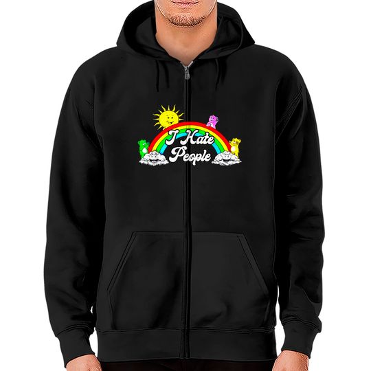 Discover I Hate People Rainbow Printed Zip Hoodie